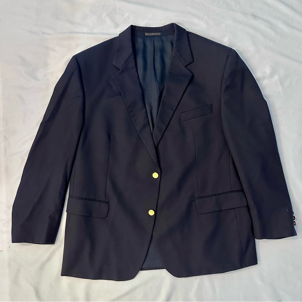 Botany 500 48R-Gold Button 100% Wool Blazer Suit Jacket Sport Coat